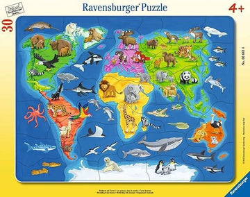 World Map with Animals 30 pc